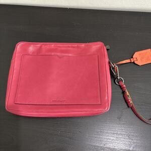 Reed Krakoff Clutch Wristlet Bag Raspberry Red Orange Tag Removable Strap